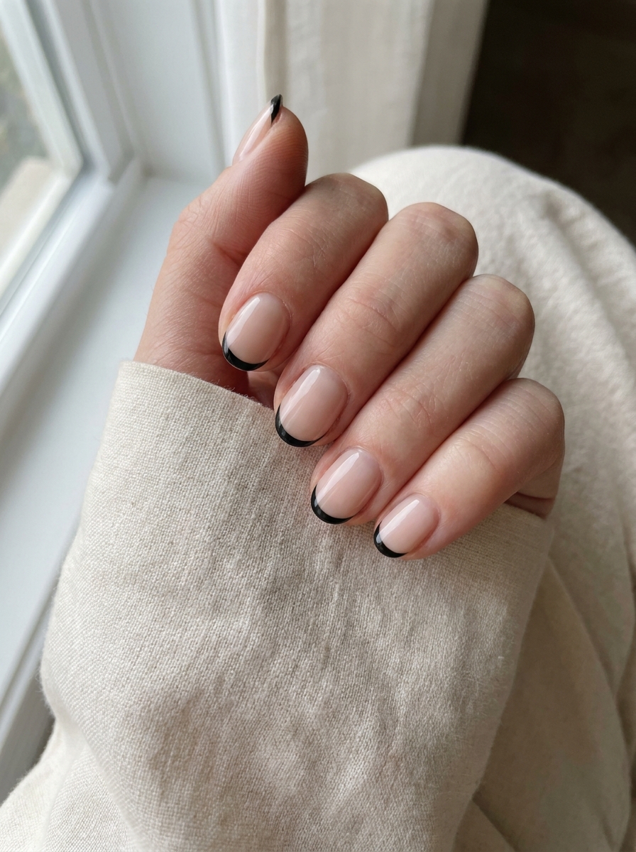 Black Micro French als Schwarze Nägel Ideen Inspiration 2026